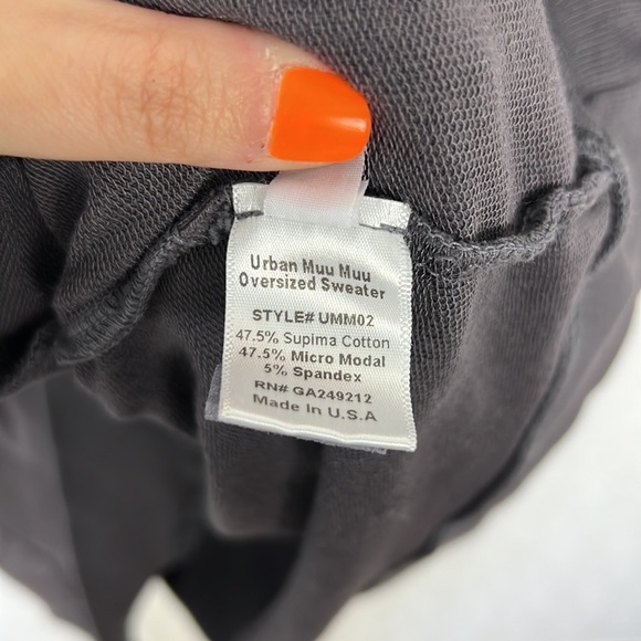 PJ Harlow Urban Muu Muu Oversized Sweater Hoodie Sweatshirt Charcoal Grey UMM02 - Picture 6 of 10